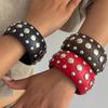 SHIXIN 3 Estilos Pulsera Ancha Redonda de Madera Retro para Mujer Bohemio Apilable Gruesa Brazalete Joyería de Fiesta Regalo Accesorios para la Mano
