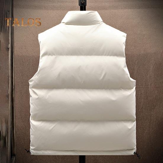 Gilet da Uomo Collo Alto Senza Maniche Abbottonatura con Zip Gilet Cappotto in Cotone con Tasche Laterali Tinta Unita Ispessito Caldo Trapuntato