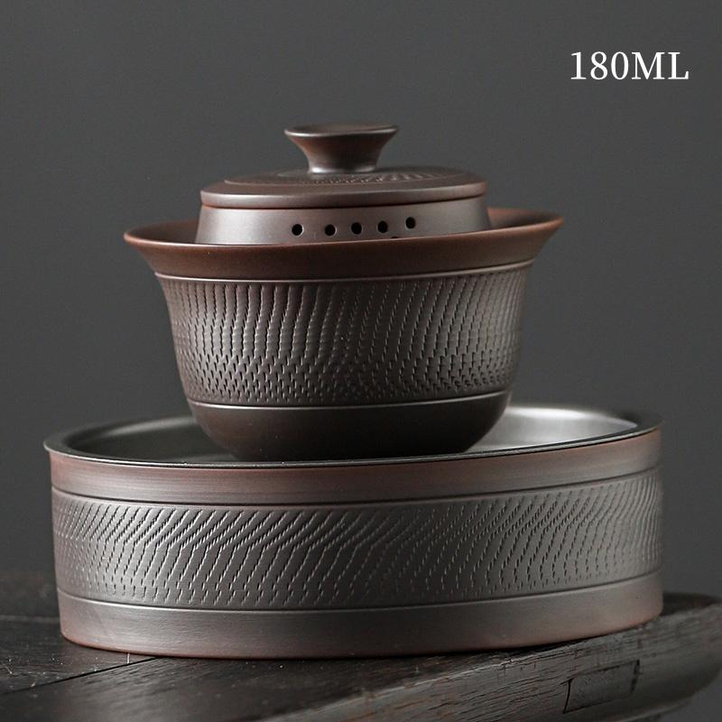 Jianshui Purple Pottery Gaiwan Ceramic Handmade Household Kung Fu Tea Set Tea Bowl Tea Cup Tea Maker Tea Ceremony Tea Tureen