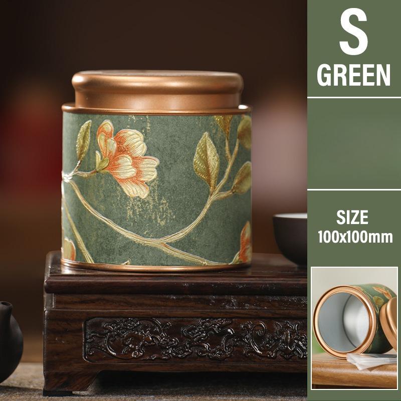 Flower Pattern Empty Tea Tin Can Household Green Black Tea Sealed Jar Spice Jars Small Packaging Gift Box Tinplate Storage Can