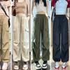 Modische Damen Jogginghose Lässig Weiblich Schick Gerade Cargohose Elastisch Hoher Bund Streetwear Schlanke Hose Sommer Dünn