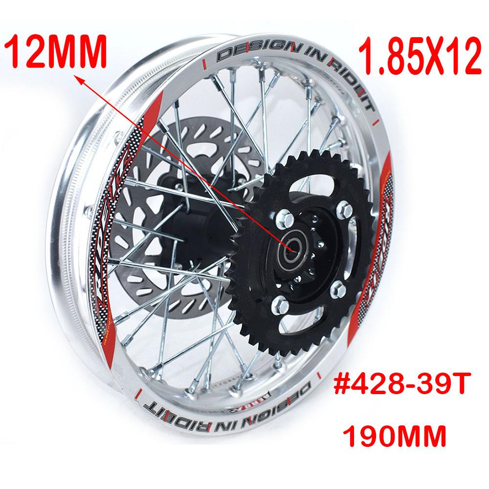 Aluminiumlegierung 1,85x12" Zoll Hinterradfelge Kreisrad mit Scheibenbremse Ritzel für KLX CRF Kayo BSE Dirt Pit Bike Motorrad
