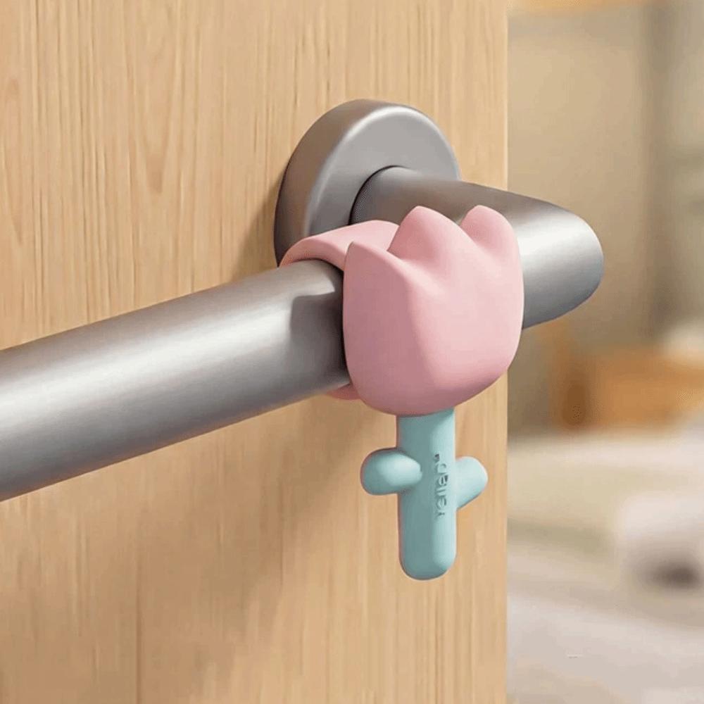 

Anti-Collision Door Knob Cover Tulip Flower-Shaped Bumpers Silicone Doorknob Sleeve Living Room розовый