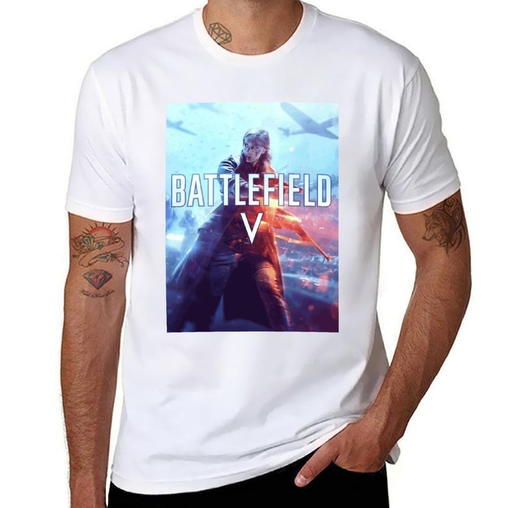 Battlefield V 5 Fan Art 4K T-Shirt Oversized Graphic Tee for a Boy Clothing Men T Shirts