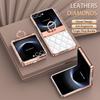 For Samsung Galaxy Z Flip 7 Electroplated Leather Textured Glitter Diamond with Ring Hanging Anti-Fingerprint Phone Case