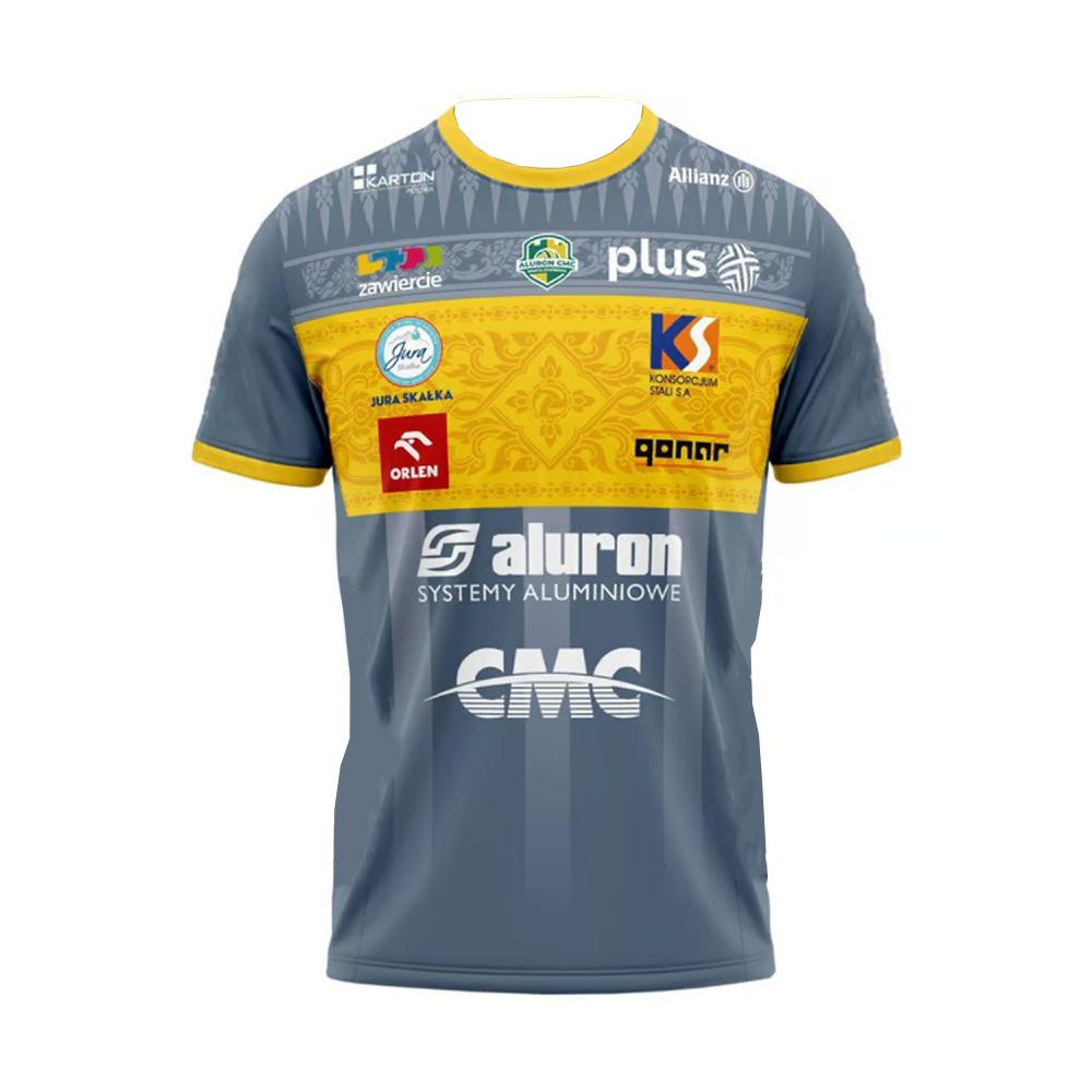 Men's Quick Drying T-Shirts 25-26 Aluron CMC Warta Zawiercie Volleyball Sportswear Training Wear Comfortable Gym Tops for Men