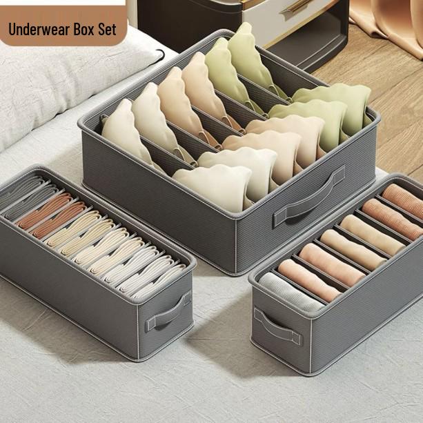 Dorm Underwear & Socks Organizer: Three-in-One Drawer Storage Box for Bras and Underpants