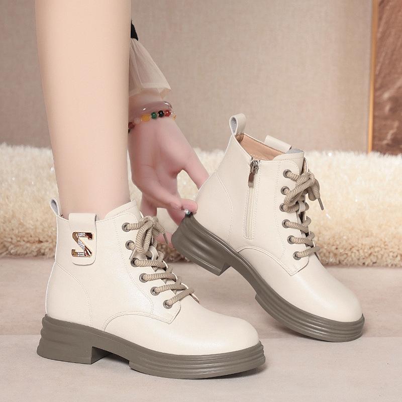 Martin boots for women, new autumn and winter small black short boots British style velvet warm boots