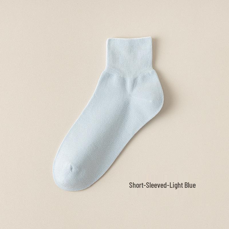 Women's Pure Cotton Short Socks - Lightweight, Breathable, Sweat-Absorbent, Solid Color (Spring/Summer)
