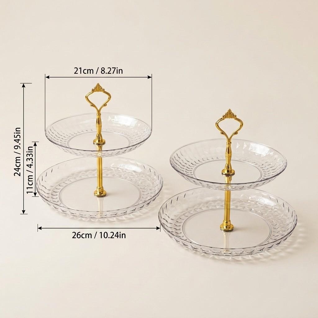 Tiered Plastic Serving Tray Cake Stand 2/3 Tier Reusable Dessert Plate Fruit Food Dishes Tableware Catering Buffet Sweet Table