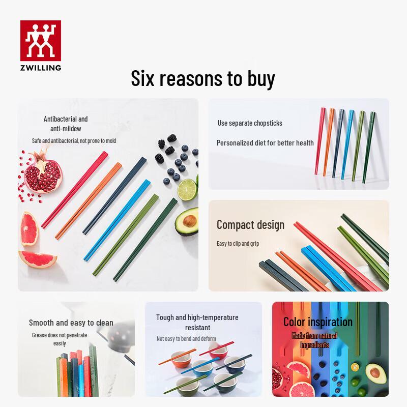 

ZWILLING Dopamine Color Chopsticks Set (6 Pairs)