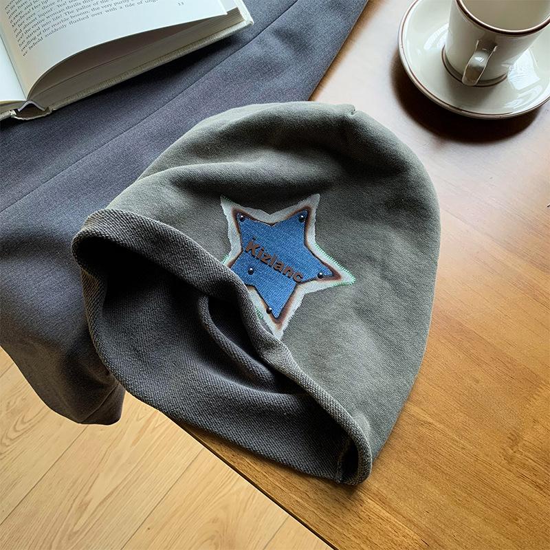 Korean Version of The New Old Star Printed Cold Hat for Women Summer Casual Thin Baotou Hat Showing Face Small Pile Hat Trendy