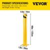 Safety Bollard 48"x5.5", Safety Barrier Bollard 5-1/2" OD 48" Height, Yellow Powder Coat Pipe Steel Safety Barrier, with 4 Free Anchor Bolts, for
