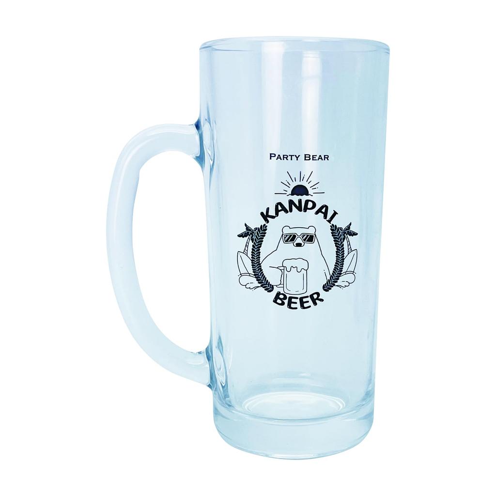 sun art "PARTY BEAR" Beer Mug, Approx. 330ml, Perfect for Cheers, KANPAI BEAR, Summer Tableware, Made In Japan, SAN4303