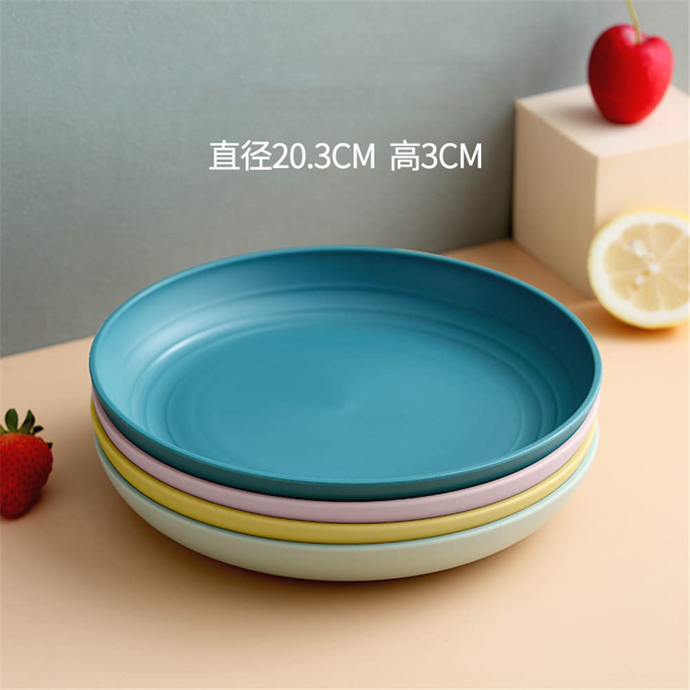 Happylife Plastic Round Microwave and Dishwasher Set of Suitable for and Nordic Design Diameter x 3cm Plates, Safe, 4, Lunch, Cake, Dessert, Salad,