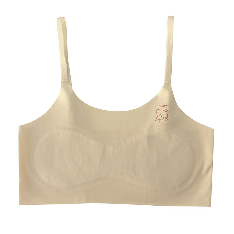 First Stage - Years Old Girls Underwear Primary School Junior High School Development Period Small Vest Ice Silk Seamless Girls Suspender Bra