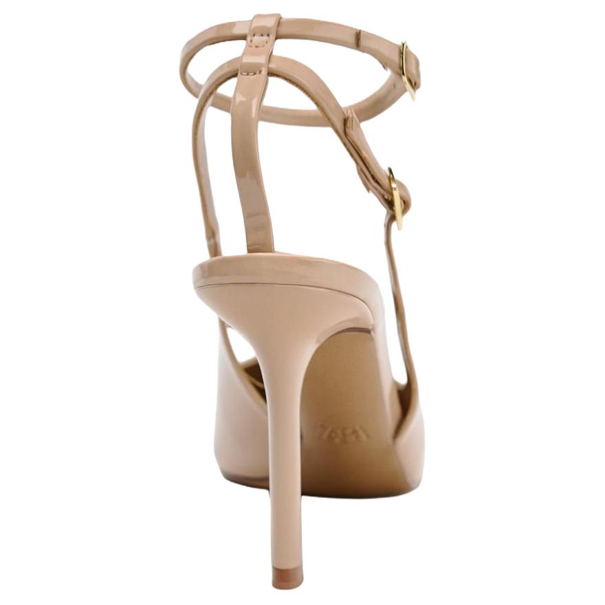 Zara Décolleté a punta con cinturino alla caviglia in vernice Nude Donna 2233510