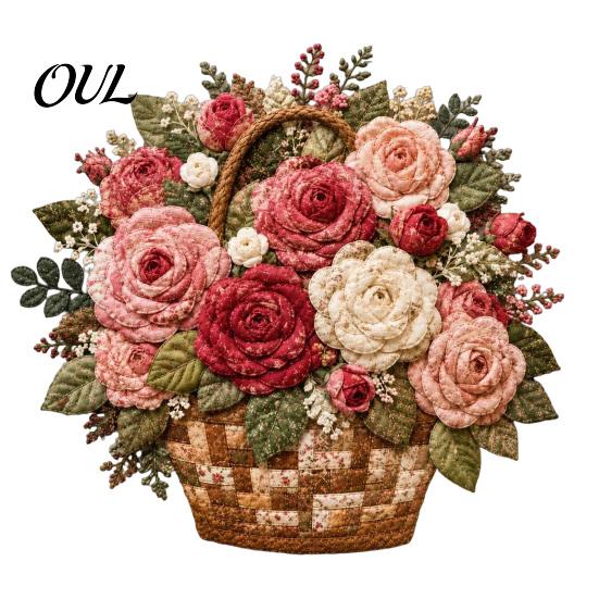 Handgefertigte Heimdeko-Projekte Blumenkorb Patchwork DIY-Set, Schichtblumen Bastel-Entspannungs-Bastelhobby für Frauen 3D Floral