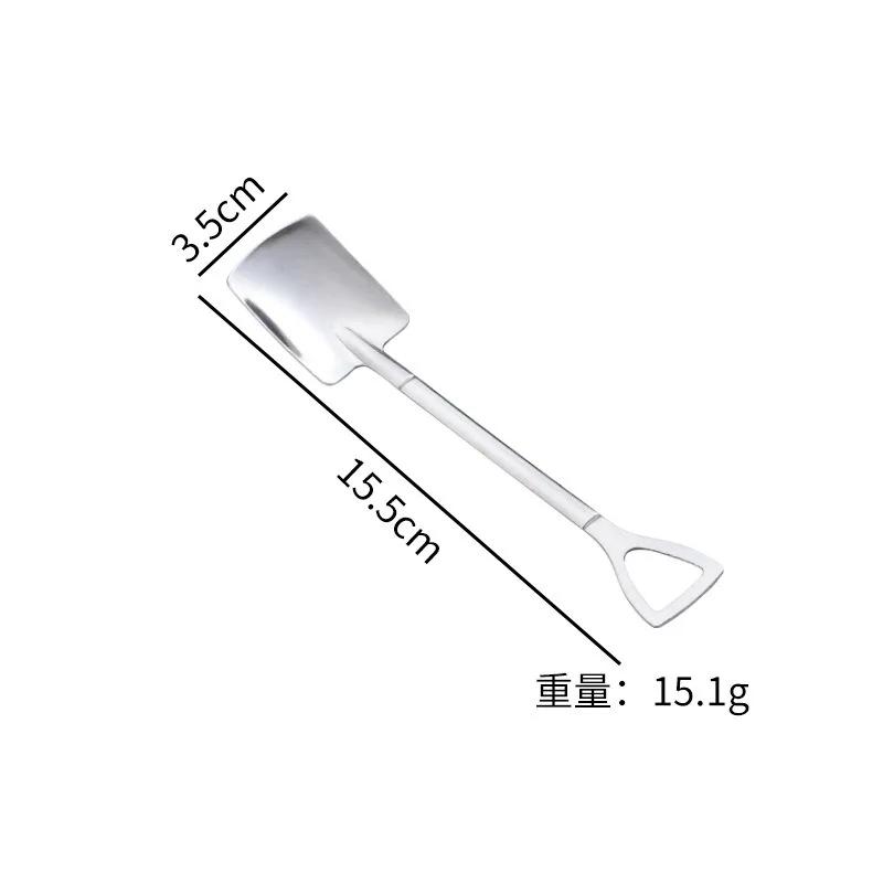 Creative Stainless Steel Shovel Spoon Mini Coffee Teaspoon Fruit Ice Cream Dessert Spoons Kitchen Scoops Tableware Cutlery Set
