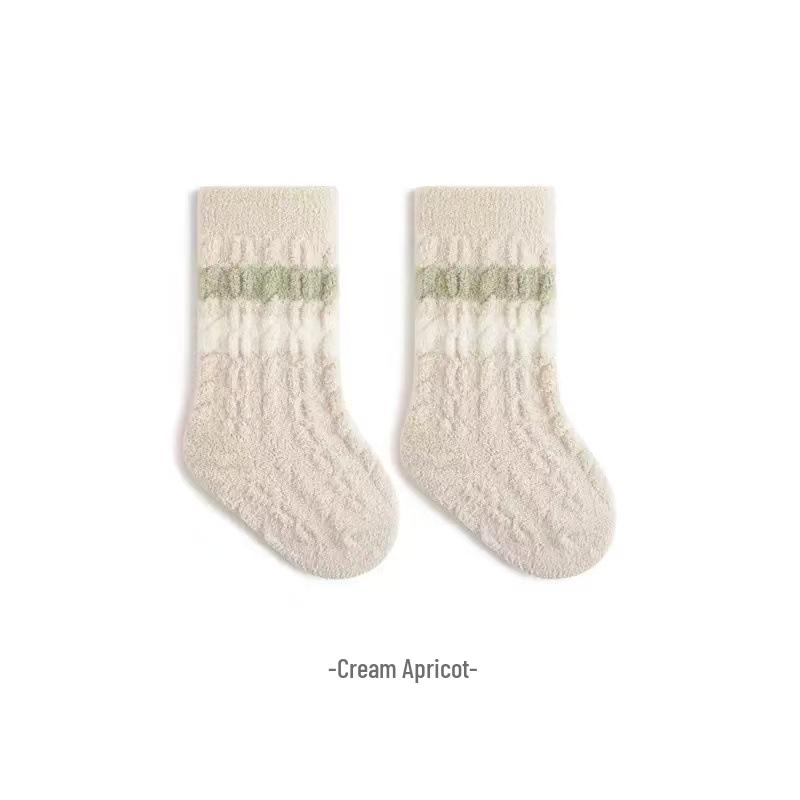 Autumn & Winter Plush Non-Slip Socks: Unisex Infant & Toddler Mid-Calf Indoor Walking Socks