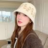 Sweet Floral Knitted Bucket Hat Retro Warm Fisherman Hat Jacquard Woolen Hat  Autumn and Winter
