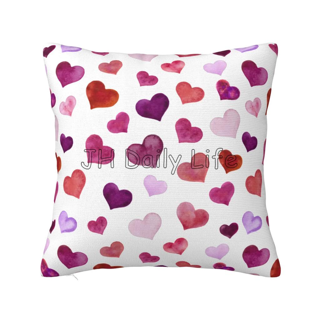 Red Pink Love Heart Pillow Case Home Sofa Bed Decor Pillow Cover Cushion Cover Square Pillowcase 18x18 Inch Valentines Day Gift