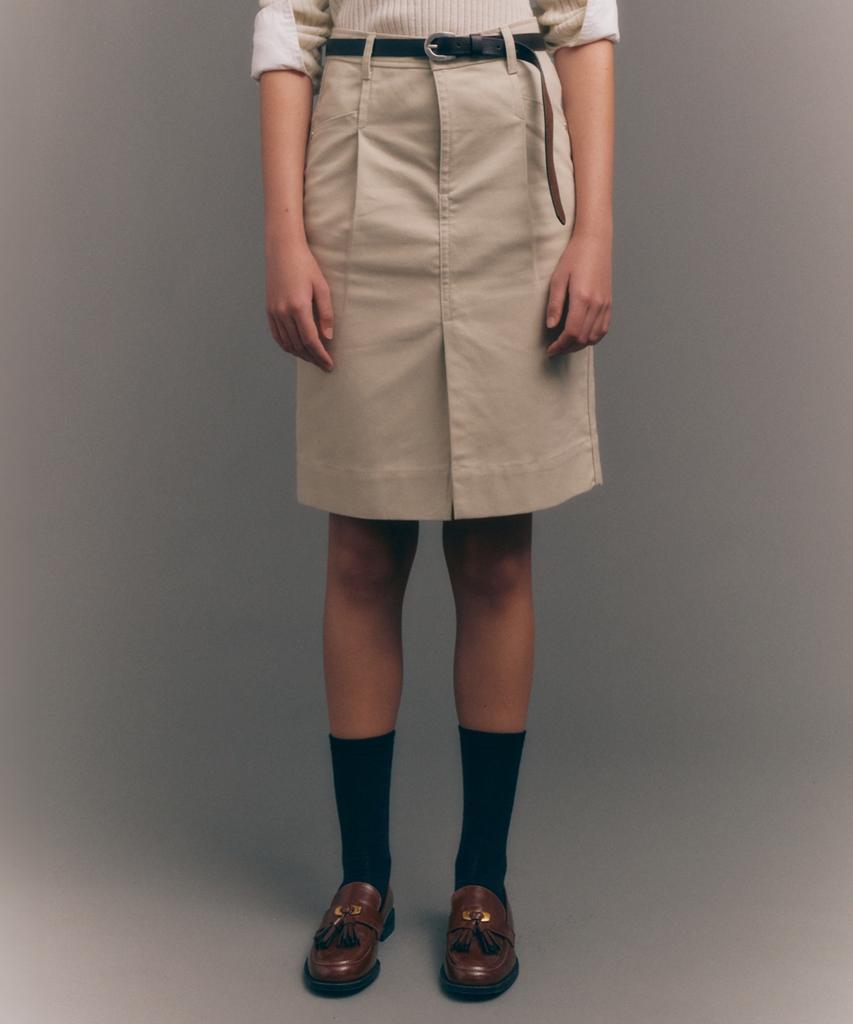 Seteo (W) Cotton Pencil Slit Skirt Natural Beige