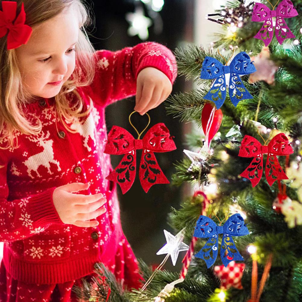 5 Pezzi Fiocco di Natale Decorazione Ciondolo Albero di Natale Colore Solido Fiocco Vuoto DIY Ghirlande di Natale Decorazioni Ornamenti Forniture per Feste