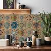 24Pcs/Set Mandala Style Ceramics Wall Sticker 10/15/20cm Vintage Tile Decoration Film Self Adhesive Waterproof