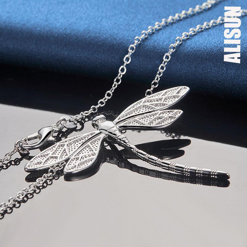 925 Sterling Silver Dragonfly Pendant Necklace Fashionable Wedding Jewelry