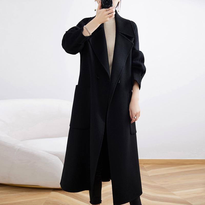 100% Wool Women Coat Autumn Wool Long Coat Handmade Pea Coat Winter Warm Wool Long Jacket Overcoat