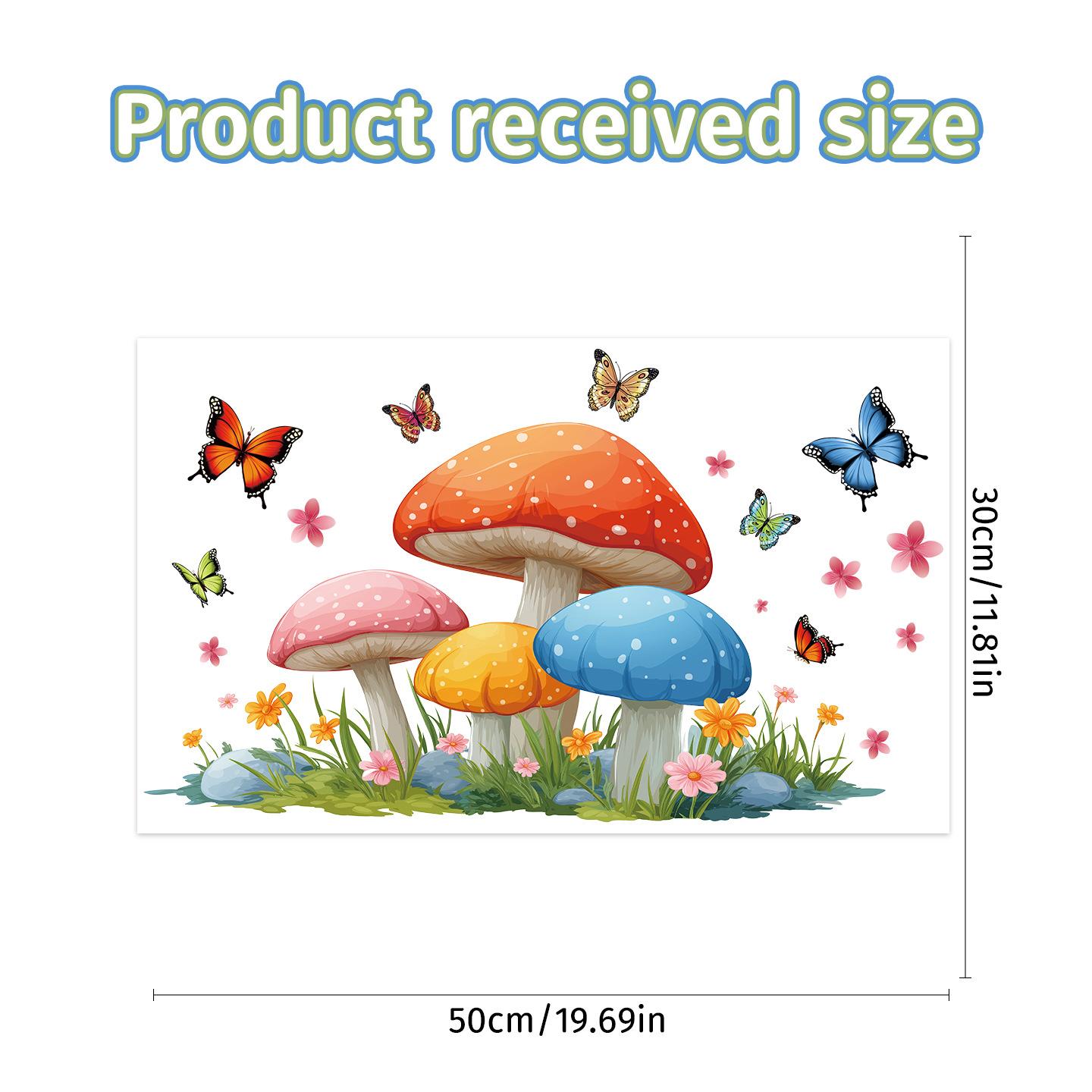 

New Cute Mushroom Butterfly Glass Stickers For Children S Room Balcony Window Decoration Stickers Premium Durable Mushrooms and Butterflies [UV] (opp bag)