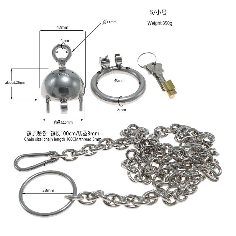 [Walking Device] Stainless Steel Chastity Lock Pot Cover CB Cage with Chain Couple Game Tools Adult Supplies