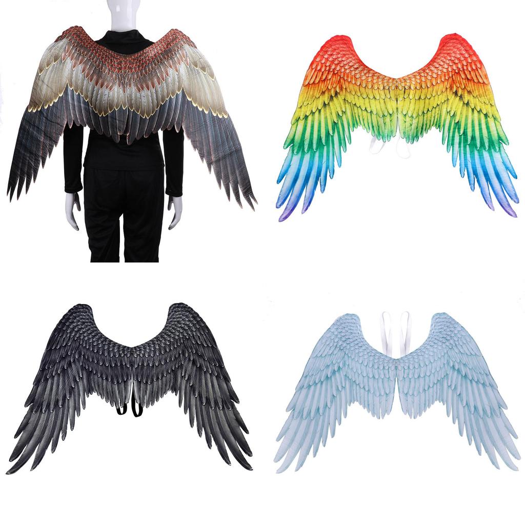Extra Large Black And White Angel Wings Costume Accessories For Halloween And Mardi Gras Celebrations