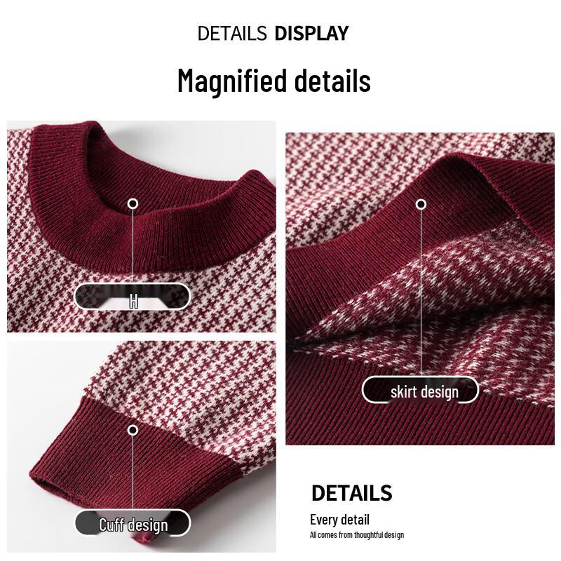 Men's Hengyuanxiang 100% Wool Thickened Round Neck Sweater