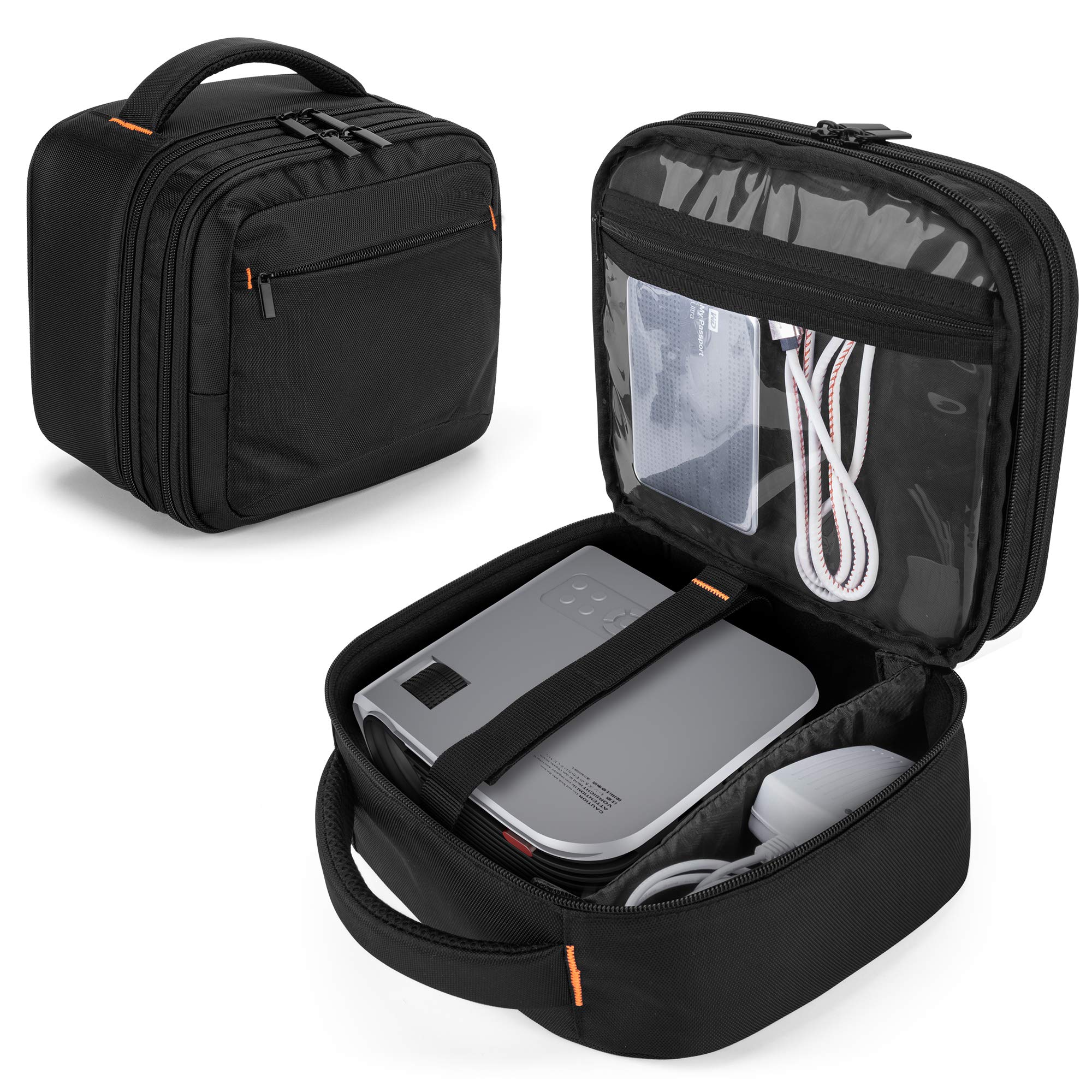 

CURMIO Mini Projector Case, Double Layer, Mobile Projector Storage, Black