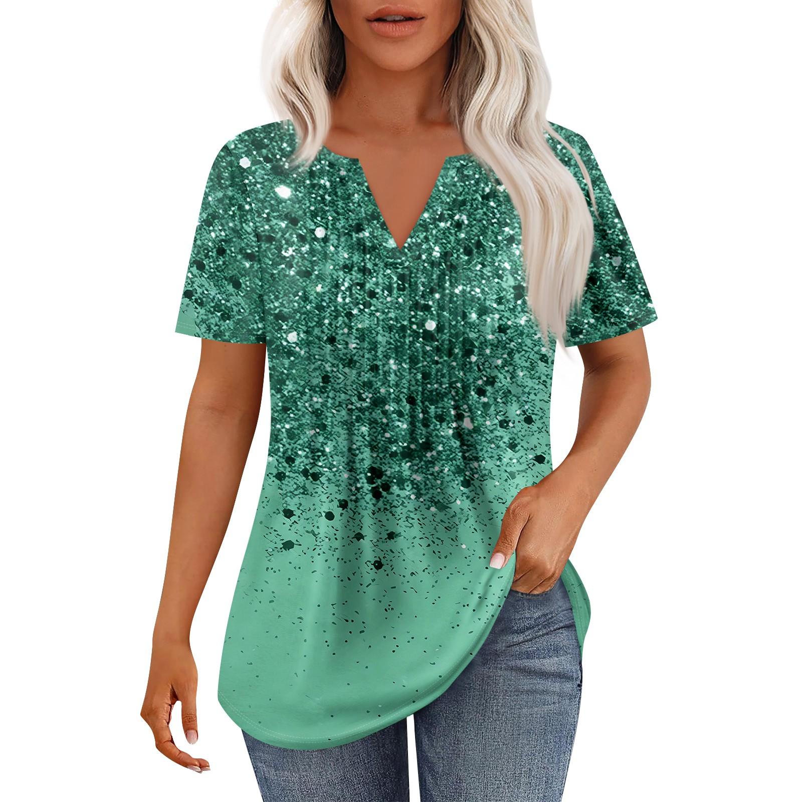 

Женская модная повседневная плиссированная футболка с V-образным вырезом и рукавом семь четвертей M