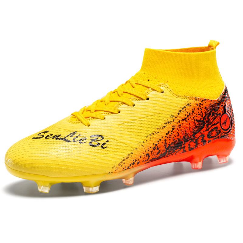 High quality large size high top football shoes men's football shoes lawn AG spike training shoes female student competition sports shoes