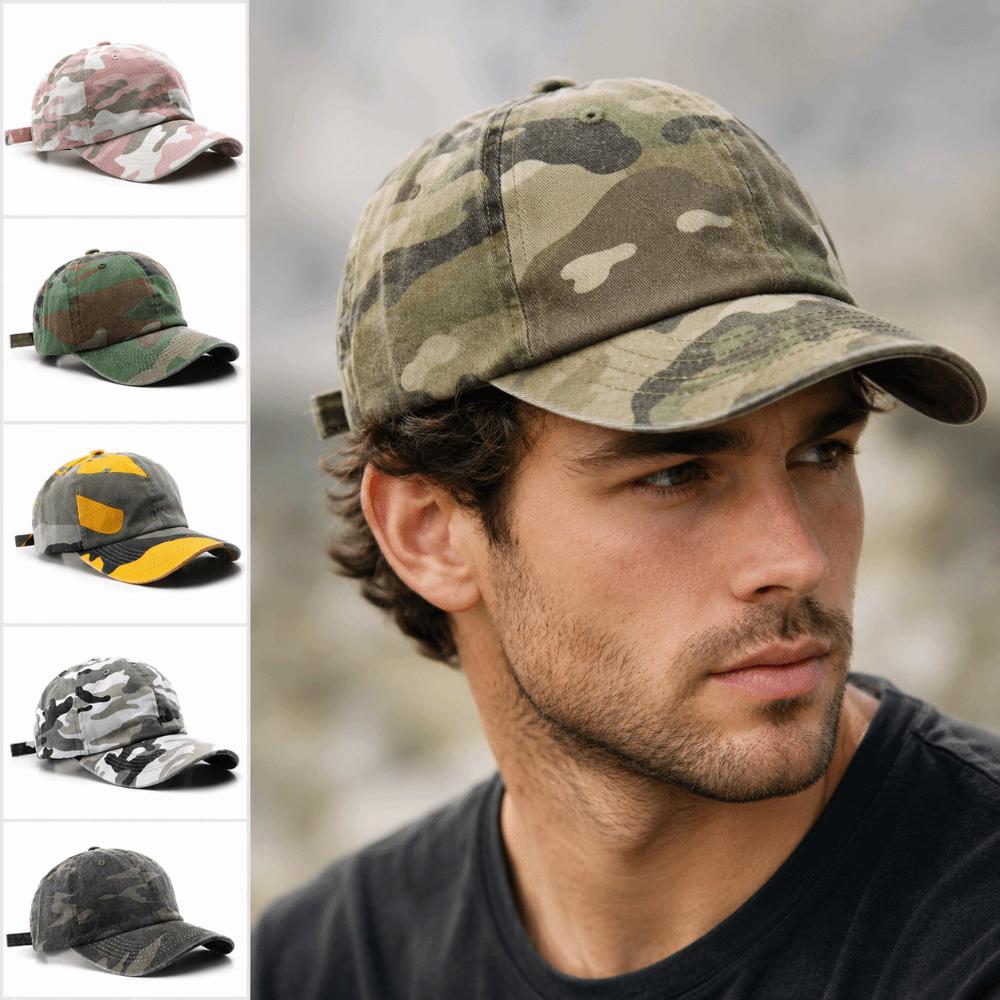 Washed Cotton Dad Hat Camouflage UV Protection Hat Retro Sun Hat For Men Women