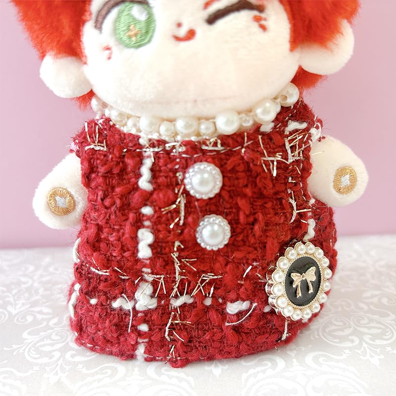 Tweed Plüsch Kleiderset (Kleid & Band) für 10-15cm Puppen, Rot [Gebraucht]