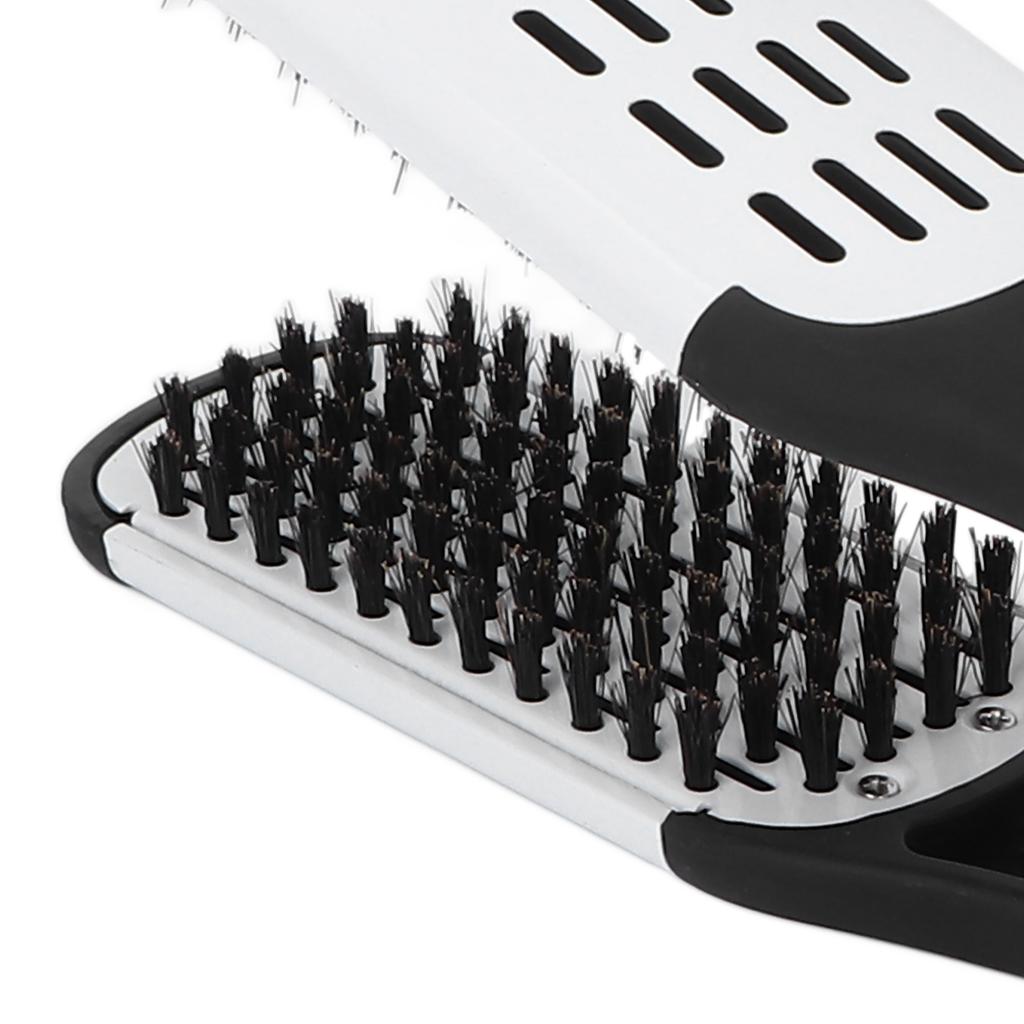Double Sided Brush Clamp Multifunctional Hair Brush Straightener Styling Tool for Women Men