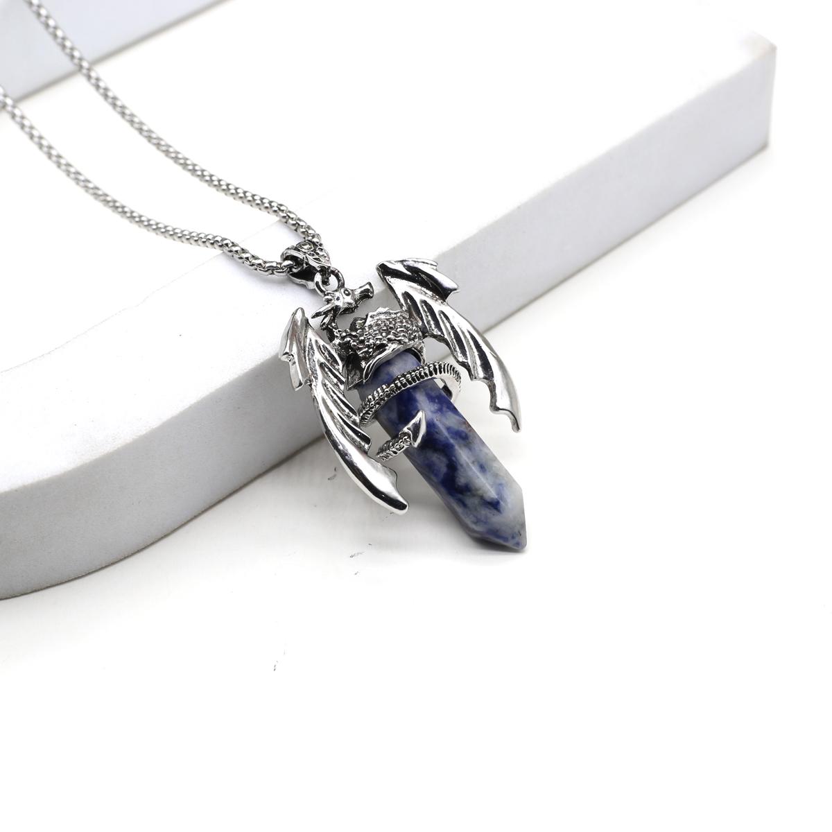 

Женское ожерелье из натурального камня, шестиугольная пирамида, подвеска в форме крыла, ожерелье для женщин, подарочная цепочка на день рождения, 60 см 30x55mm