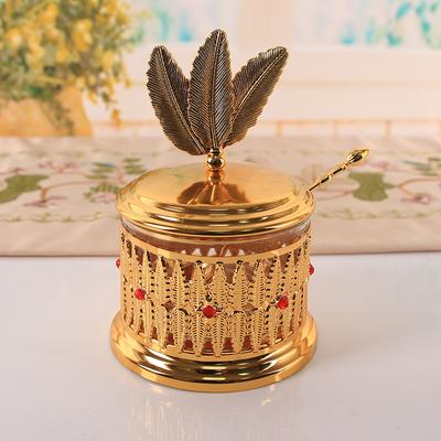 European Retro Wrought Iron Dried Fruit Food Glass Candy Jar Jewelry Storage Box Storage Jar Ornament Sugar Tank