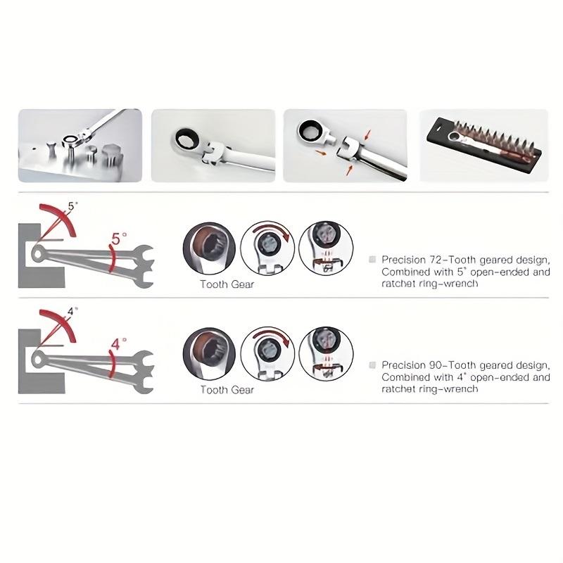 8-in-1 / 13-in-1 Interchangeable Head Ratchet Wrench Set | Flexible Head & Chrome Vanadium Steel