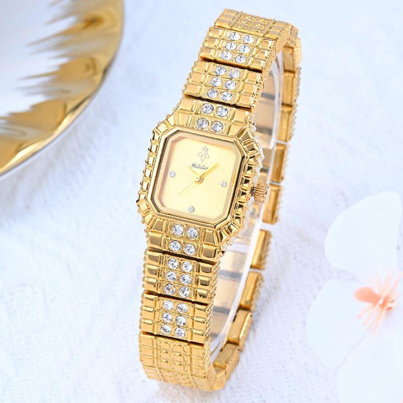 Women Dress Bracelet Watches Clock Relógio Fashion Rhinestone Square Small Dial Steel Band Ladies Watch Elegant