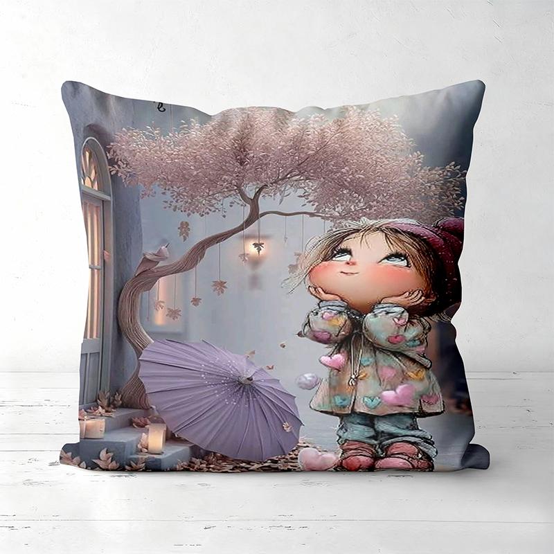 Cute Cartoon Pillow Covers With Fantasy Scenes Polyester pillowcase, sofa decorative cushion cov Headboard Pillow