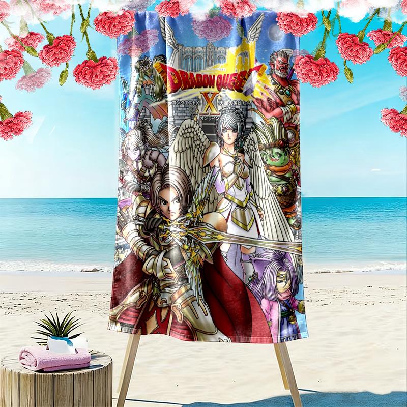 Dragon Quest Print Beach Towel, Large Soft Quick Dry Towel for Beach Camping Swimming