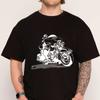 Motorradfahrer Zeichnung T-Shirt 100% Baumwolle Rundhals Kurzarm Lässiges Herren T-Shirt Oberteil Tees