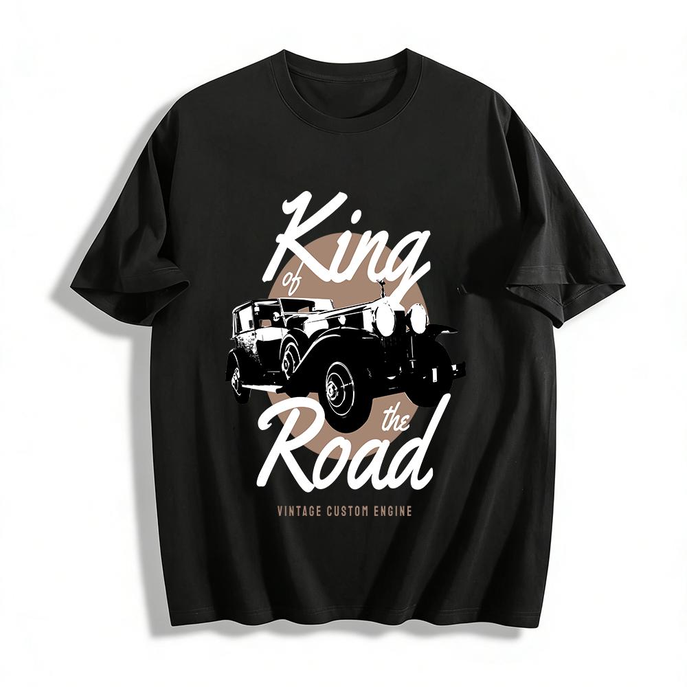 

Vintage Classic Car Engine Graphic Casual Short Sleeve T-Shirt Pure cotton T-shirt XXS