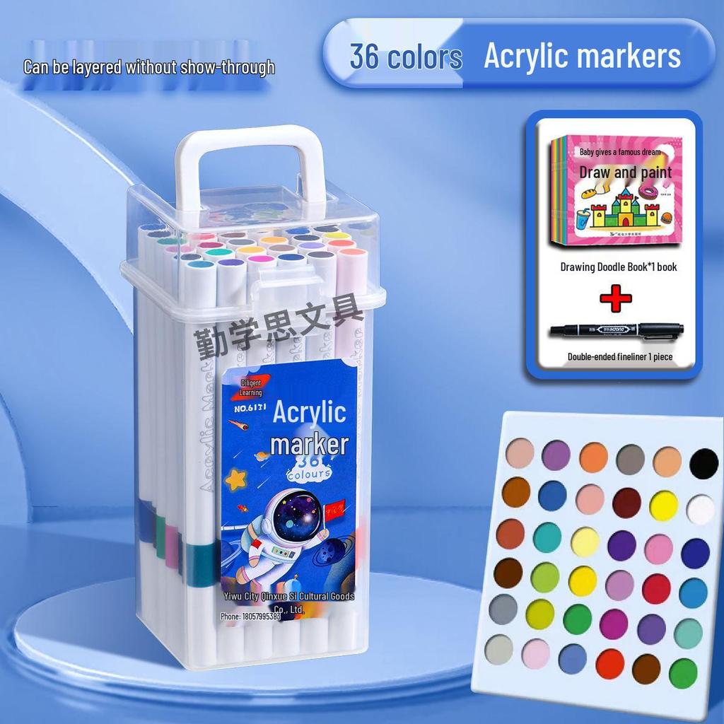 Acrylic Markers & Washable Colored Pencils Set - Non-Bleeding, Layerable Colors, Ideal for Kids and Students, Kindergarten Use